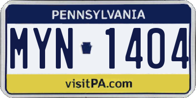 PA license plate MYN1404