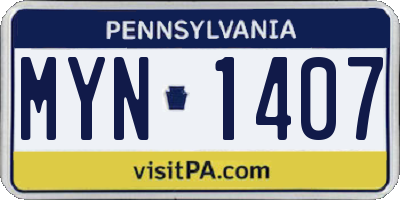PA license plate MYN1407