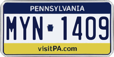PA license plate MYN1409