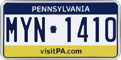 PA license plate MYN1410