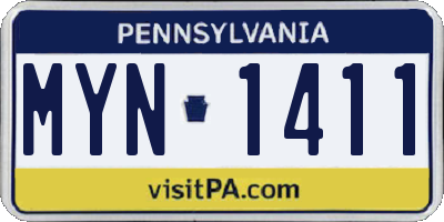 PA license plate MYN1411