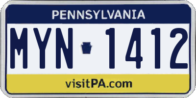 PA license plate MYN1412