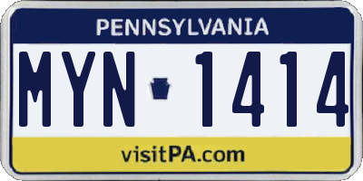 PA license plate MYN1414