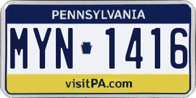 PA license plate MYN1416