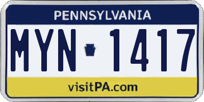 PA license plate MYN1417