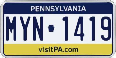 PA license plate MYN1419