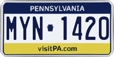 PA license plate MYN1420