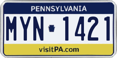 PA license plate MYN1421