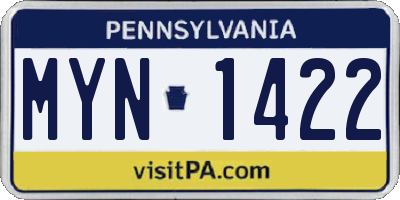 PA license plate MYN1422
