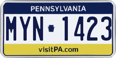 PA license plate MYN1423