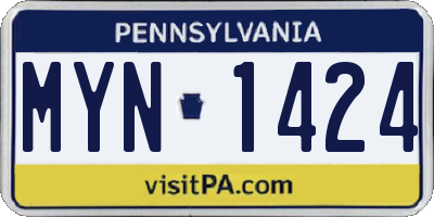 PA license plate MYN1424
