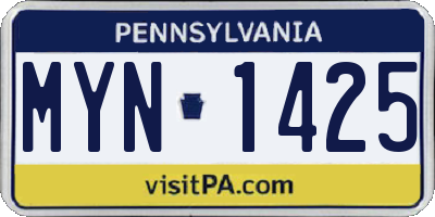 PA license plate MYN1425