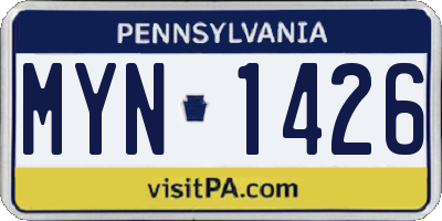 PA license plate MYN1426