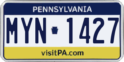 PA license plate MYN1427