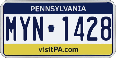 PA license plate MYN1428