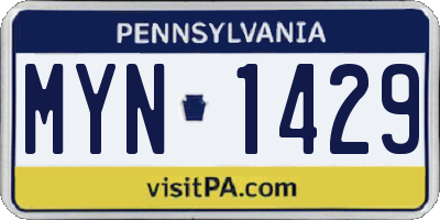 PA license plate MYN1429