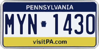PA license plate MYN1430