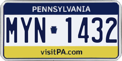 PA license plate MYN1432