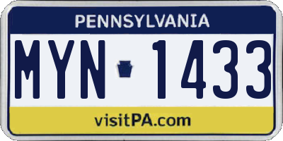 PA license plate MYN1433