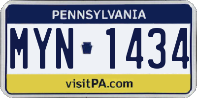 PA license plate MYN1434