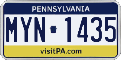 PA license plate MYN1435