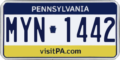 PA license plate MYN1442