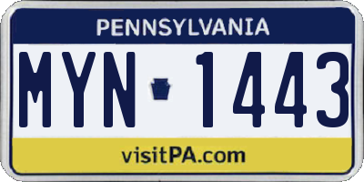 PA license plate MYN1443