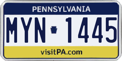 PA license plate MYN1445