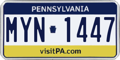 PA license plate MYN1447