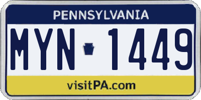 PA license plate MYN1449