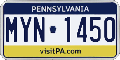 PA license plate MYN1450