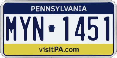 PA license plate MYN1451