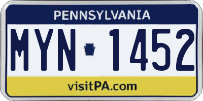 PA license plate MYN1452