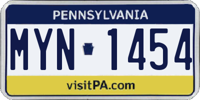 PA license plate MYN1454