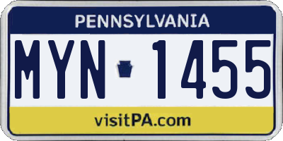 PA license plate MYN1455