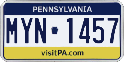 PA license plate MYN1457