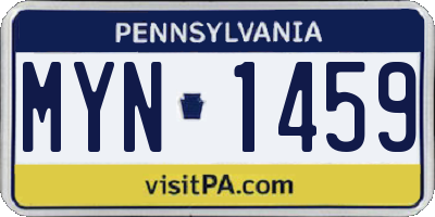PA license plate MYN1459