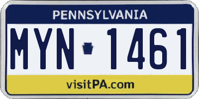 PA license plate MYN1461