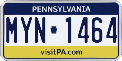 PA license plate MYN1464