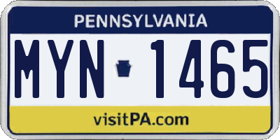 PA license plate MYN1465