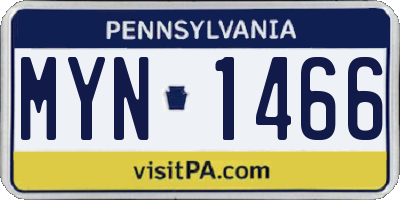 PA license plate MYN1466