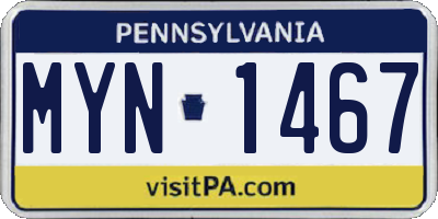 PA license plate MYN1467