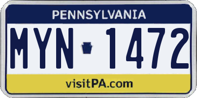 PA license plate MYN1472