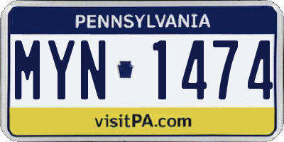 PA license plate MYN1474