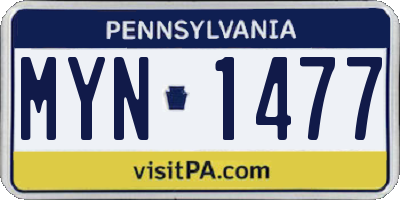 PA license plate MYN1477