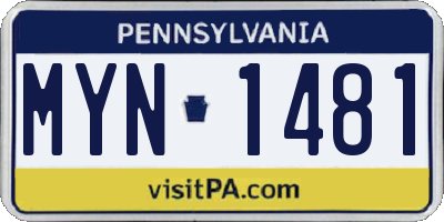 PA license plate MYN1481