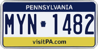 PA license plate MYN1482