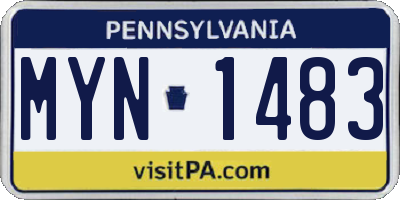 PA license plate MYN1483