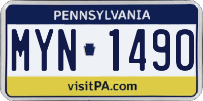 PA license plate MYN1490