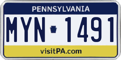 PA license plate MYN1491